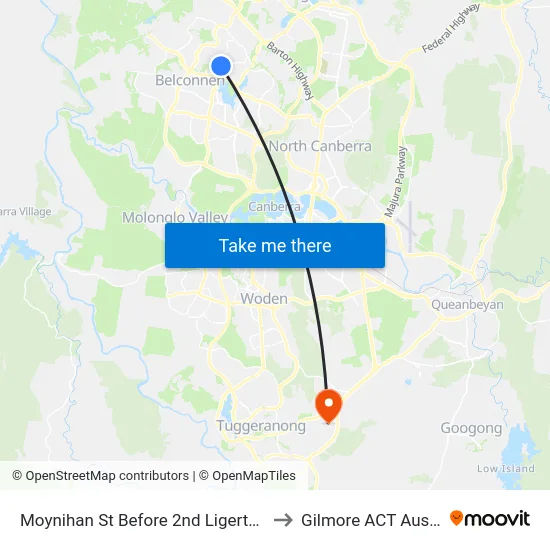 Moynihan St Before 2nd Ligertwood St to Gilmore ACT Australia map
