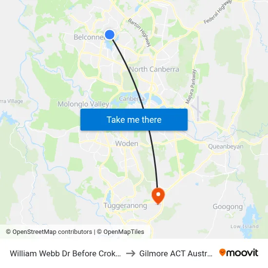 William Webb Dr Before Croke Pl to Gilmore ACT Australia map