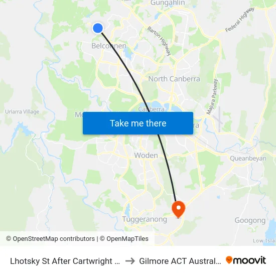 Lhotsky St After Cartwright St to Gilmore ACT Australia map