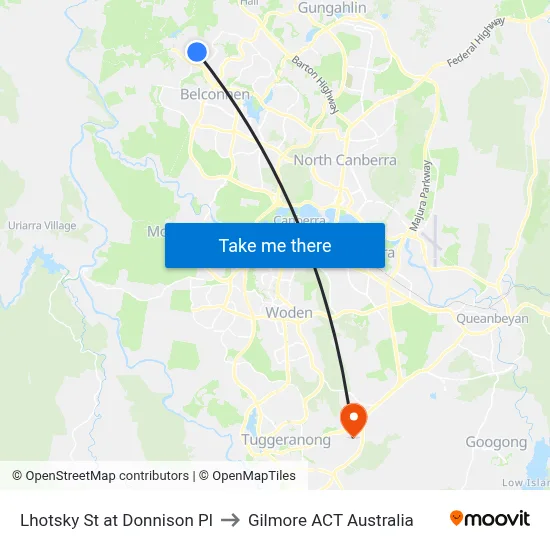 Lhotsky St at Donnison Pl to Gilmore ACT Australia map