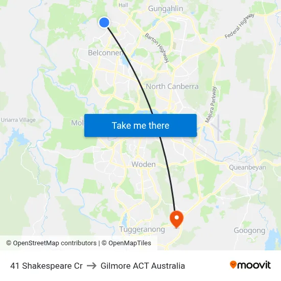 41 Shakespeare Cr to Gilmore ACT Australia map