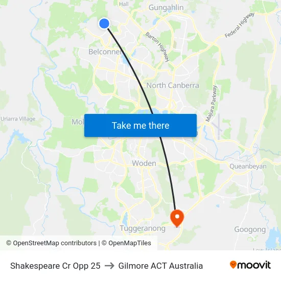 Shakespeare Cr Opp 25 to Gilmore ACT Australia map