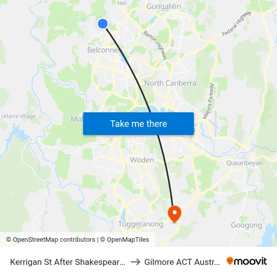 Kerrigan St After Shakespeare Cr to Gilmore ACT Australia map