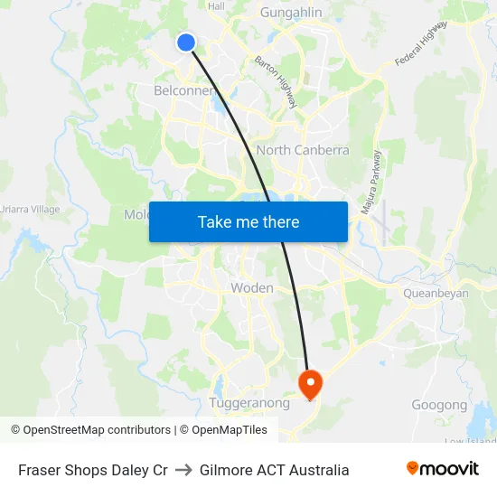 Fraser Shops Daley Cr to Gilmore ACT Australia map