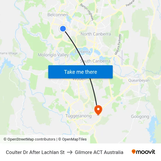 Coulter Dr After Lachlan St to Gilmore ACT Australia map