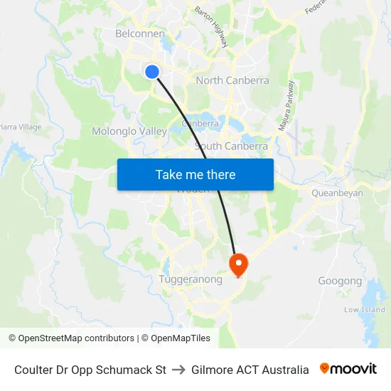 Coulter Dr Opp Schumack St to Gilmore ACT Australia map