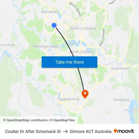 Coulter Dr After Schumack St to Gilmore ACT Australia map