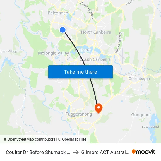 Coulter Dr Before Shumack St to Gilmore ACT Australia map