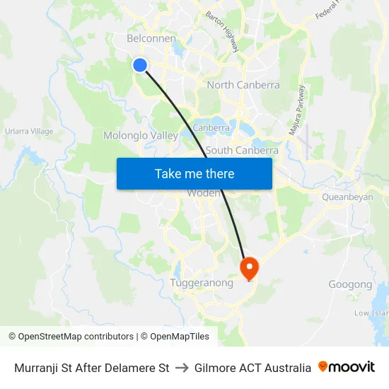 Murranji St After Delamere St to Gilmore ACT Australia map