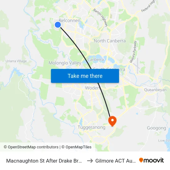 Macnaughton St After Drake Brockman Dr to Gilmore ACT Australia map