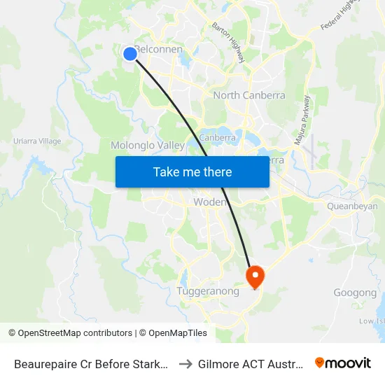 Beaurepaire Cr Before Starke St to Gilmore ACT Australia map