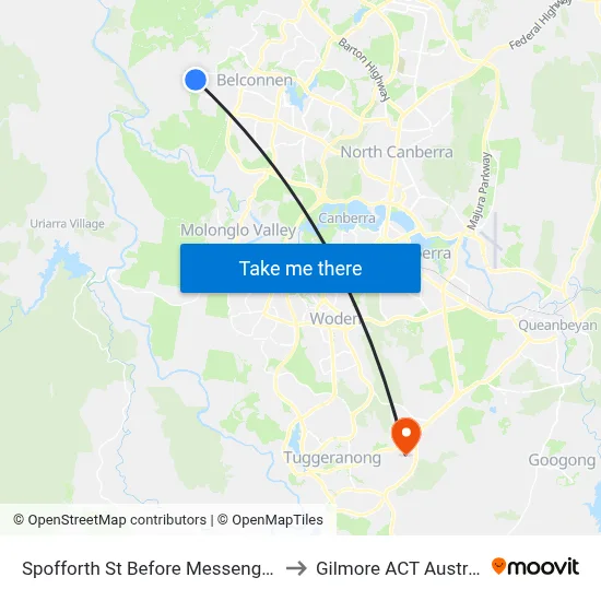 Spofforth St Before Messenger St to Gilmore ACT Australia map