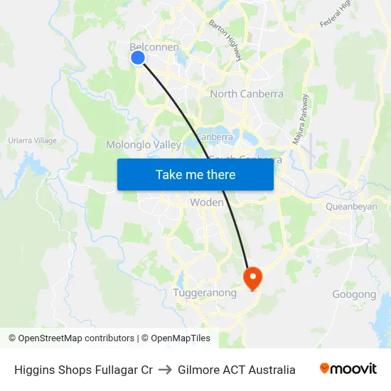 Higgins Shops Fullagar Cr to Gilmore ACT Australia map