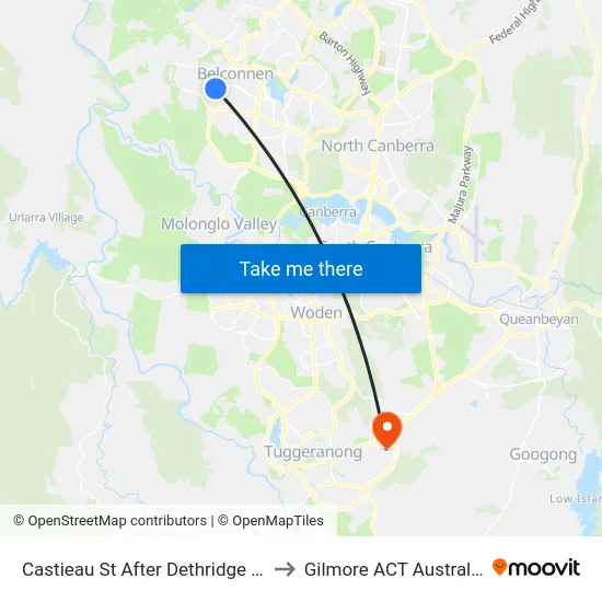 Castieau St After Dethridge St to Gilmore ACT Australia map