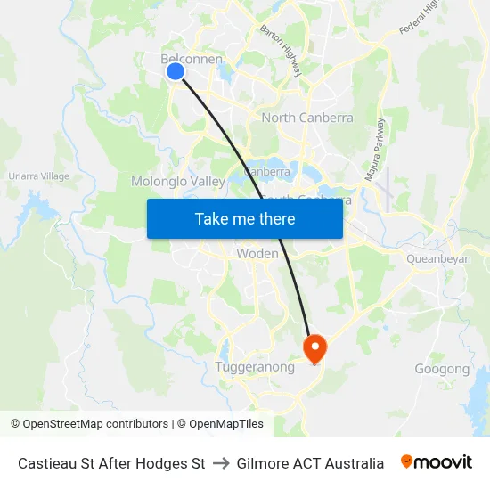 Castieau St After Hodges St to Gilmore ACT Australia map