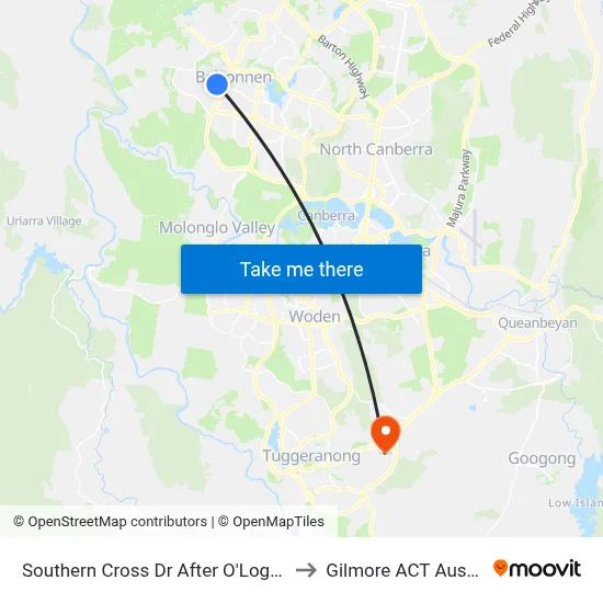 Southern Cross Dr After O'Loghlen St to Gilmore ACT Australia map