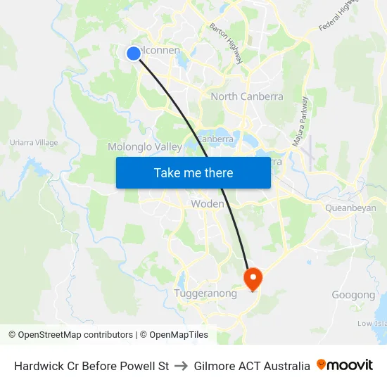 Hardwick Cr Before Powell St to Gilmore ACT Australia map