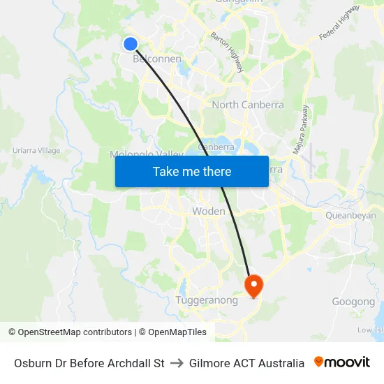 Osburn Dr Before Archdall St to Gilmore ACT Australia map