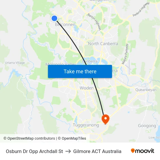 Osburn Dr Opp Archdall St to Gilmore ACT Australia map