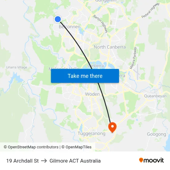 19 Archdall St to Gilmore ACT Australia map
