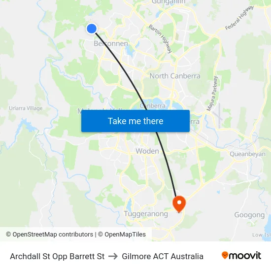 Archdall St Opp Barrett St to Gilmore ACT Australia map