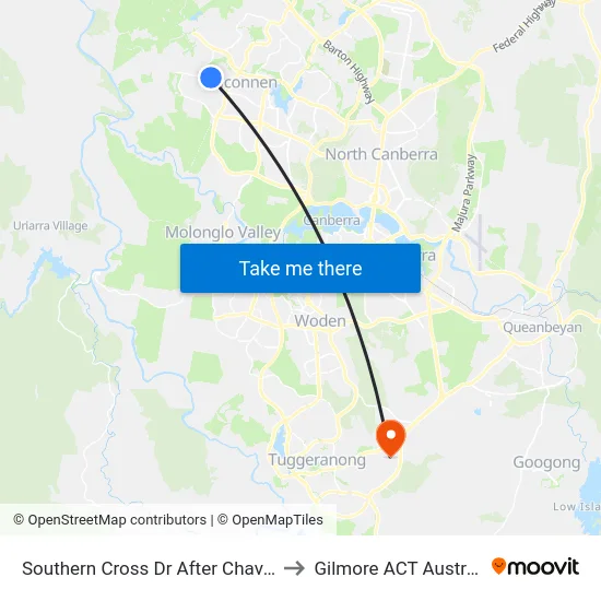 Southern Cross Dr After Chave St to Gilmore ACT Australia map