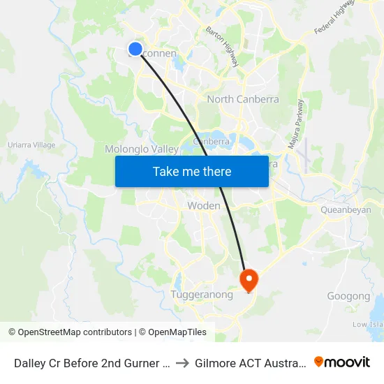 Dalley Cr Before 2nd Gurner St to Gilmore ACT Australia map
