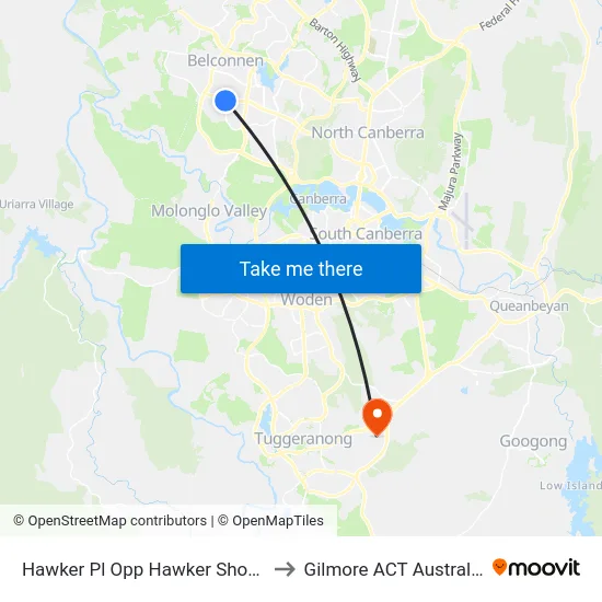 Hawker Pl Opp Hawker Shops to Gilmore ACT Australia map