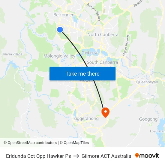 Erldunda Cct Opp Hawker Ps to Gilmore ACT Australia map
