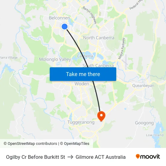 Ogilby Cr Before Burkitt St to Gilmore ACT Australia map