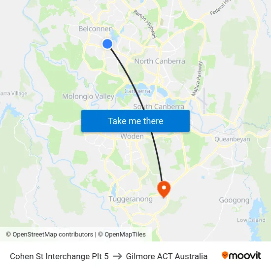 Cohen St Interchange Plt 5 to Gilmore ACT Australia map