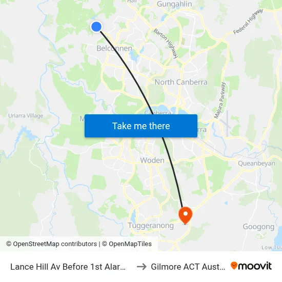 Lance Hill Av Before 1st Alarmon Cr to Gilmore ACT Australia map