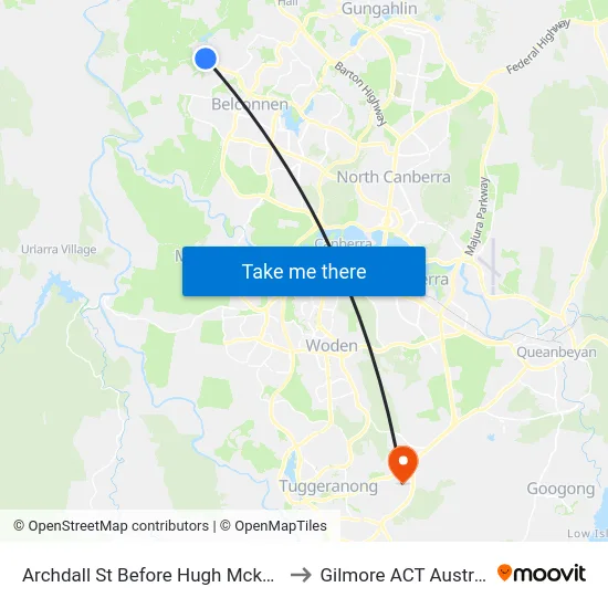 Archdall St Before Hugh Mckay Cr to Gilmore ACT Australia map