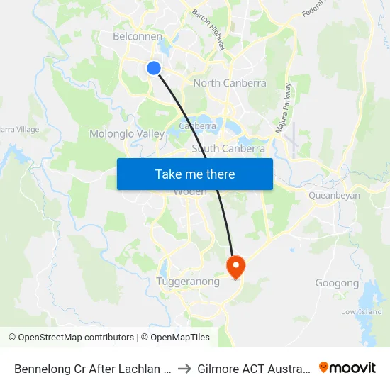 Bennelong Cr After Lachlan St to Gilmore ACT Australia map