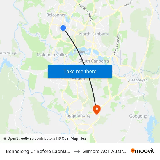 Bennelong Cr Before Lachlan St to Gilmore ACT Australia map