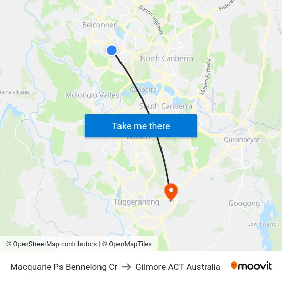 Macquarie Ps Bennelong Cr to Gilmore ACT Australia map