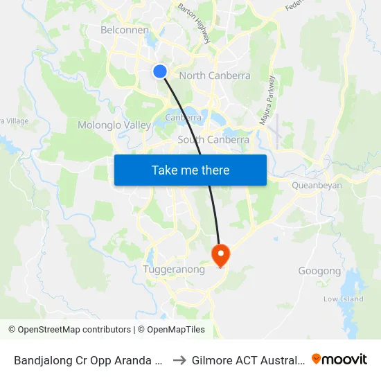 Bandjalong Cr Opp Aranda Ps to Gilmore ACT Australia map