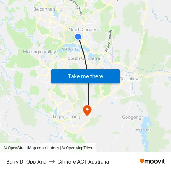 Barry Dr Opp Anu to Gilmore ACT Australia map
