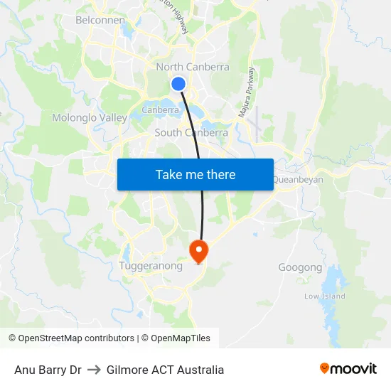 Anu Barry Dr to Gilmore ACT Australia map