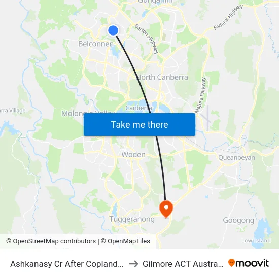 Ashkanasy Cr After Copland Dr to Gilmore ACT Australia map