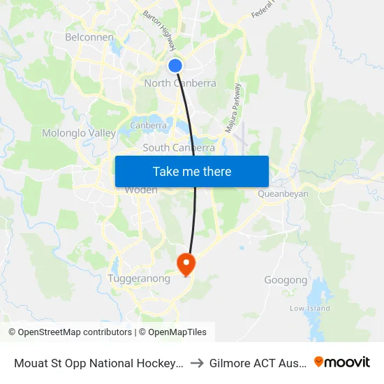 Mouat St Opp National Hockey Centre to Gilmore ACT Australia map