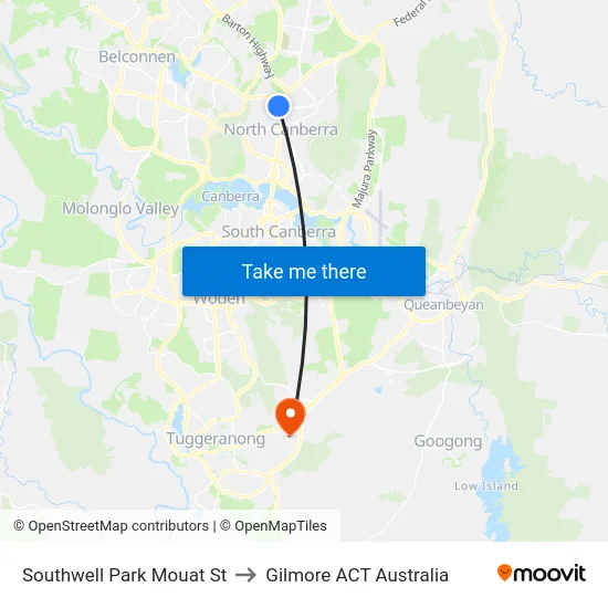 Southwell Park Mouat St to Gilmore ACT Australia map