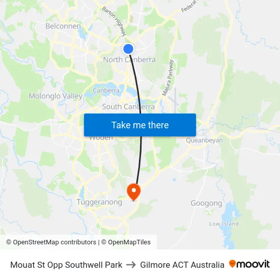 Mouat St Opp Southwell Park to Gilmore ACT Australia map