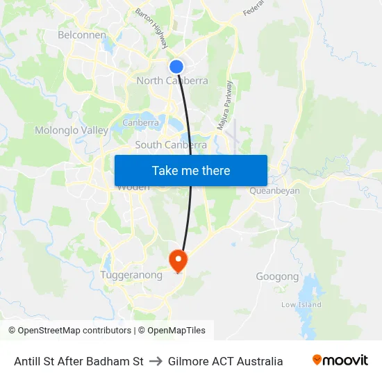 Antill St After Badham St to Gilmore ACT Australia map