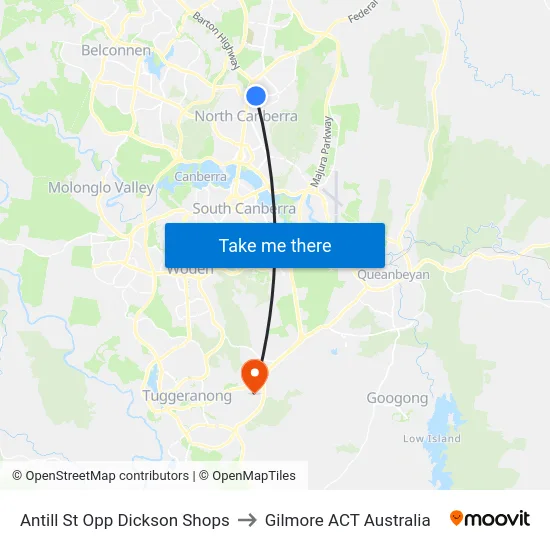 Antill St Opp Dickson Shops to Gilmore ACT Australia map