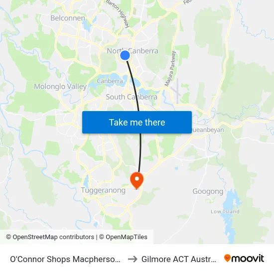 O'Connor Shops Macpherson St to Gilmore ACT Australia map