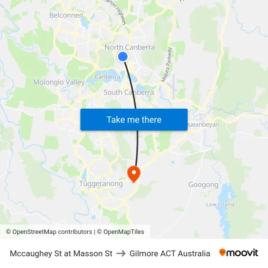 Mccaughey St at Masson St to Gilmore ACT Australia map