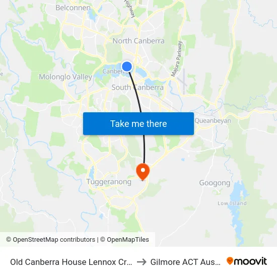 Old Canberra House Lennox Crossing to Gilmore ACT Australia map