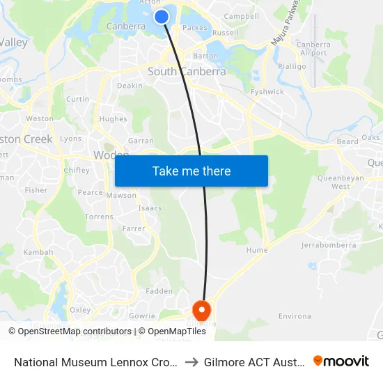 National Museum Lennox Crossing to Gilmore ACT Australia map