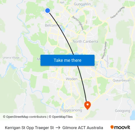 Kerrigan St Opp Traeger St to Gilmore ACT Australia map